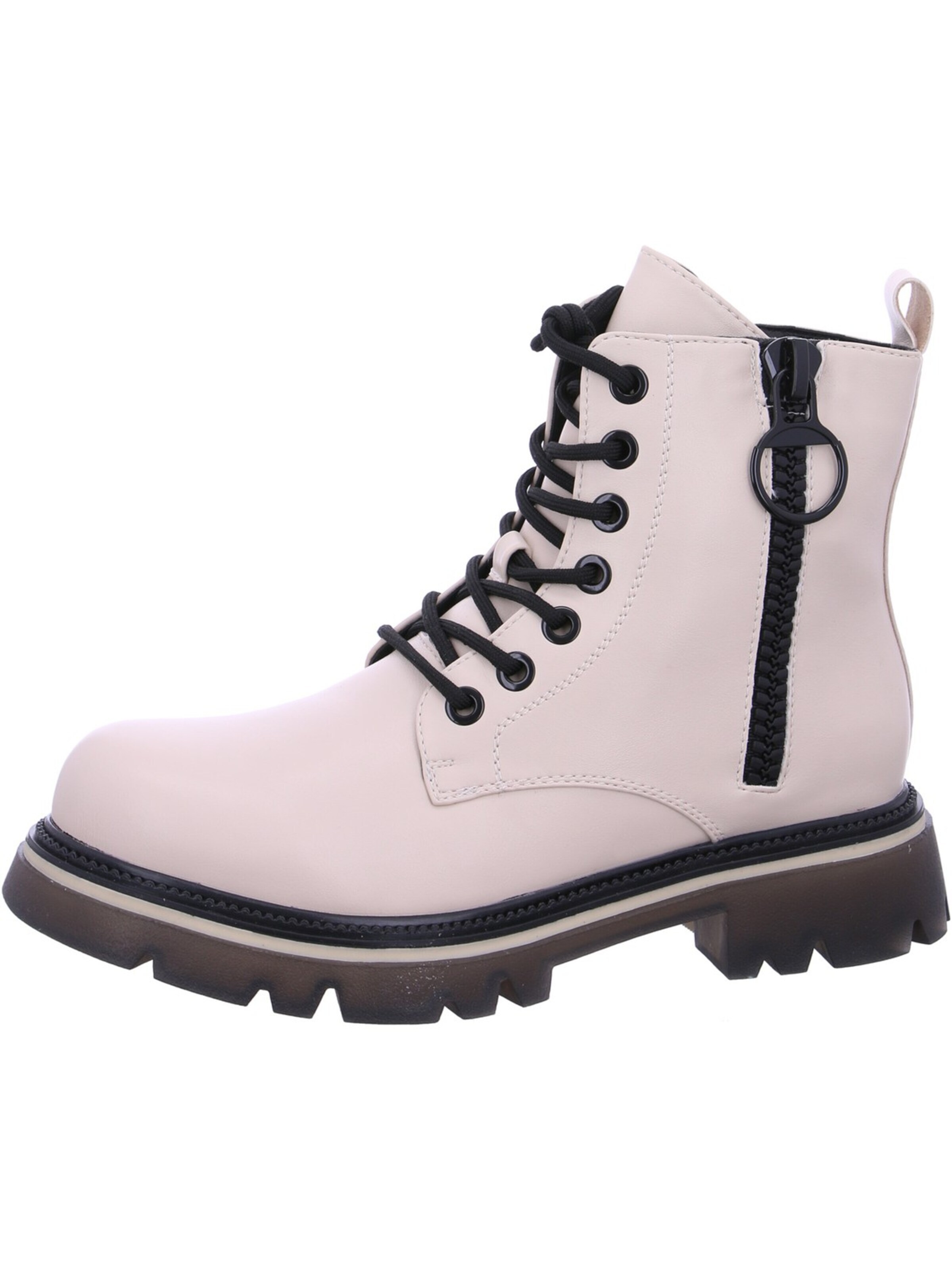 Laufsteg München Lace-Up Ankle Boots in Beige: front