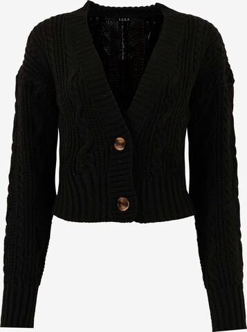 LELA Knit Cardigan in Black: front