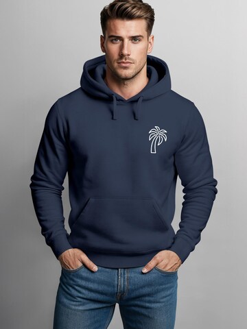 Neverless Sweatshirt 'Palm Lineart Logo' in Blue: front