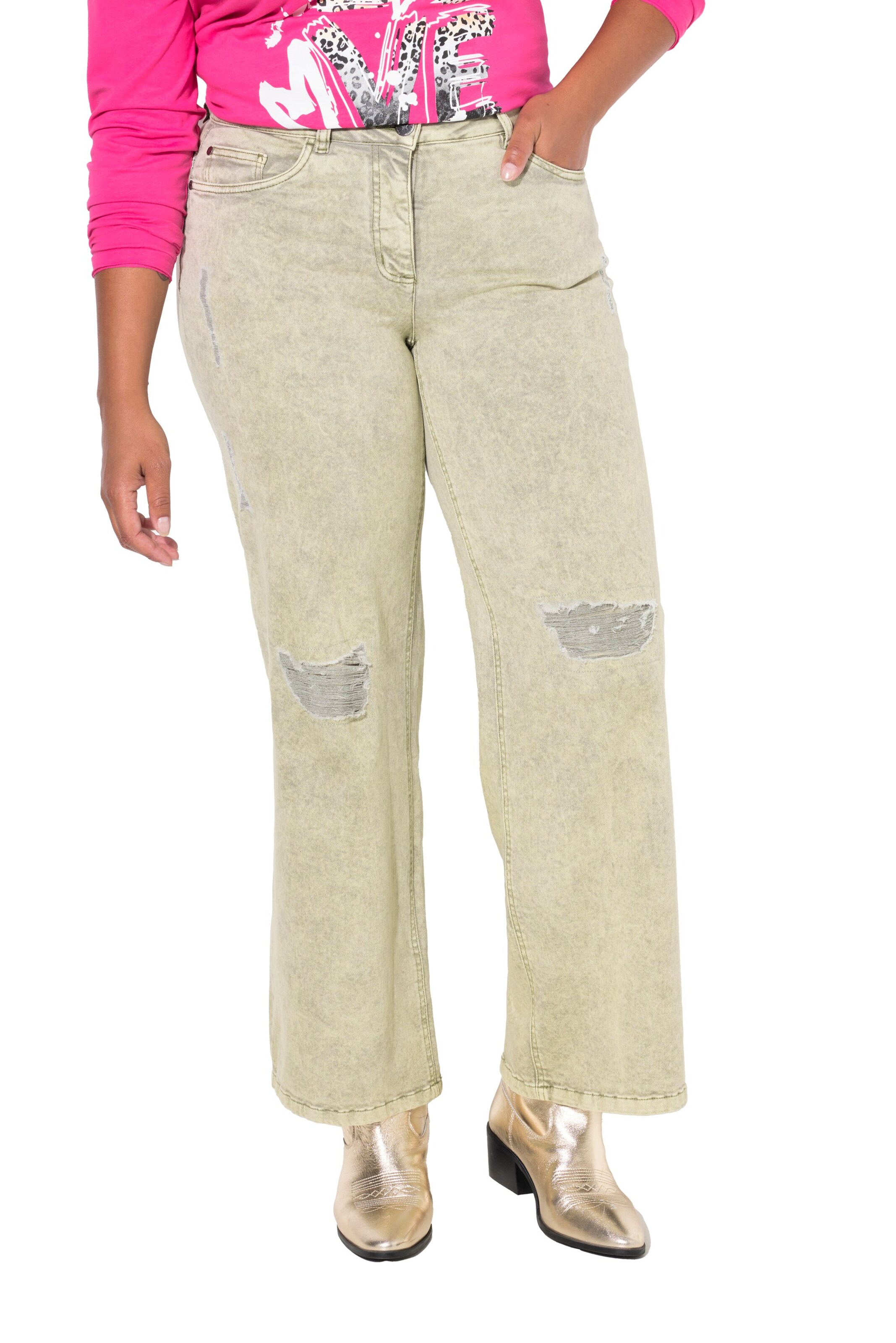 Angel of Style Loosefit Jeans in Groen: voorkant