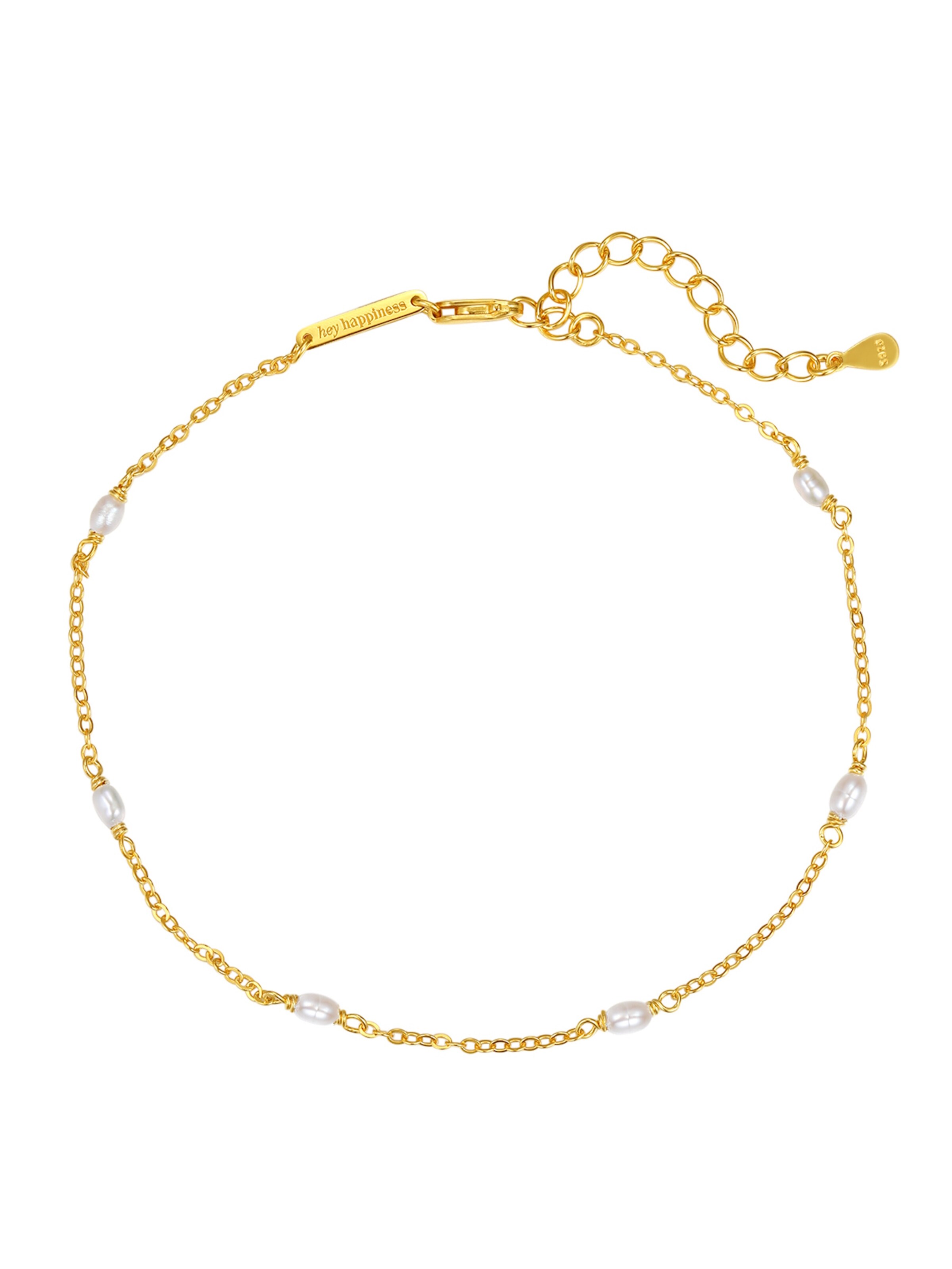 Gioiello per i piedi 'Pearl' di Hey Happiness in oro: frontale