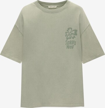 Pull&Bear Koszulka w kolorze zielony: przód