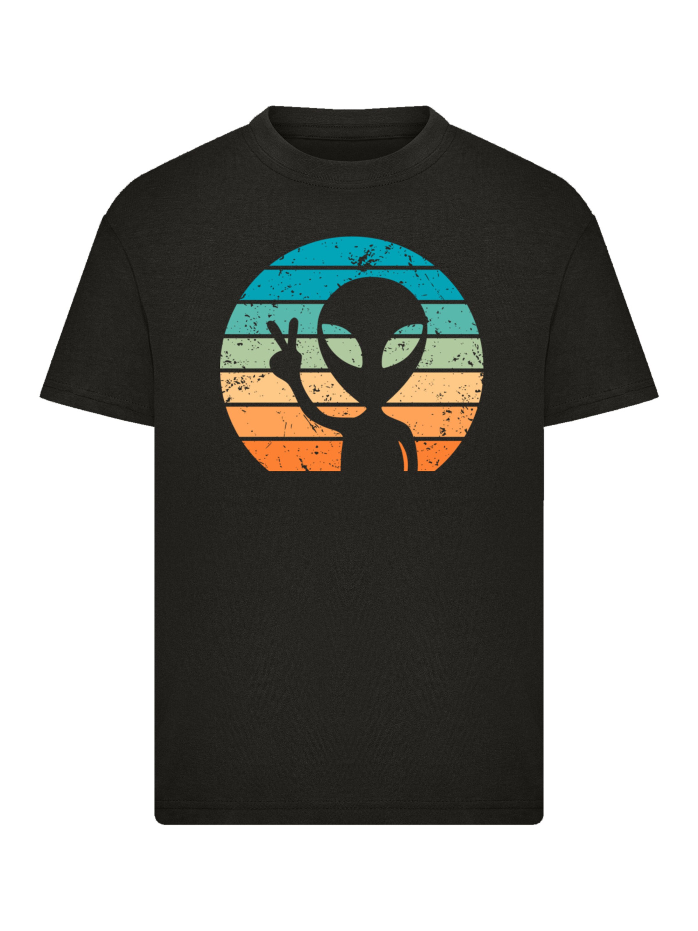 F4NT4STIC Shirt 'Alien Piece Sonnenuntergang' in Zwart: voorkant