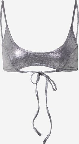 WEEKDAY T-shirt Bikini Top in Grey: front