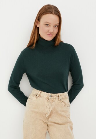 Finn Flare Langarmpullover 'Basic' in Grün: Vorderseite