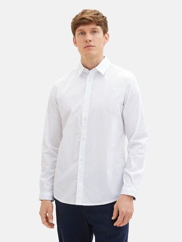 TOM TAILOR Comfort fit Button Up Shirt in White: front
