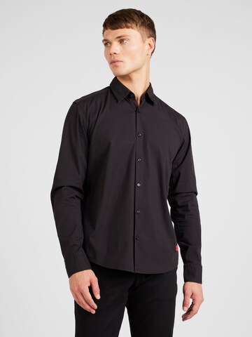 Slim fit Camicia 'Ermo' di HUGO in nero: frontale