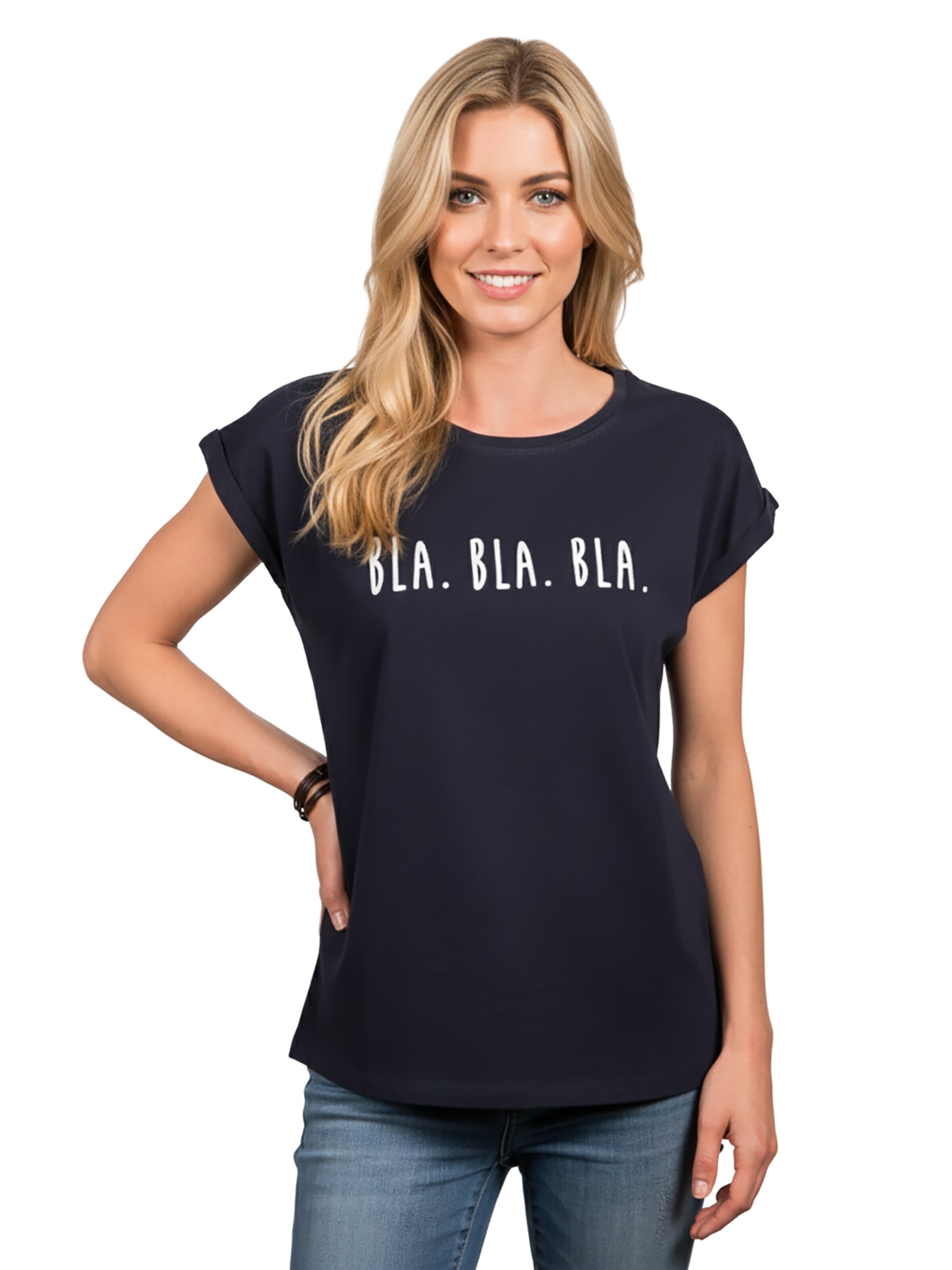 MAKAYA Shirt 'Bla Bla Bla' in Blue