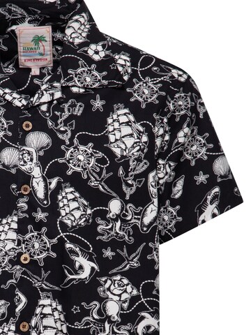 King Kerosin Regular fit Button Up Shirt 'Sailor' in Black