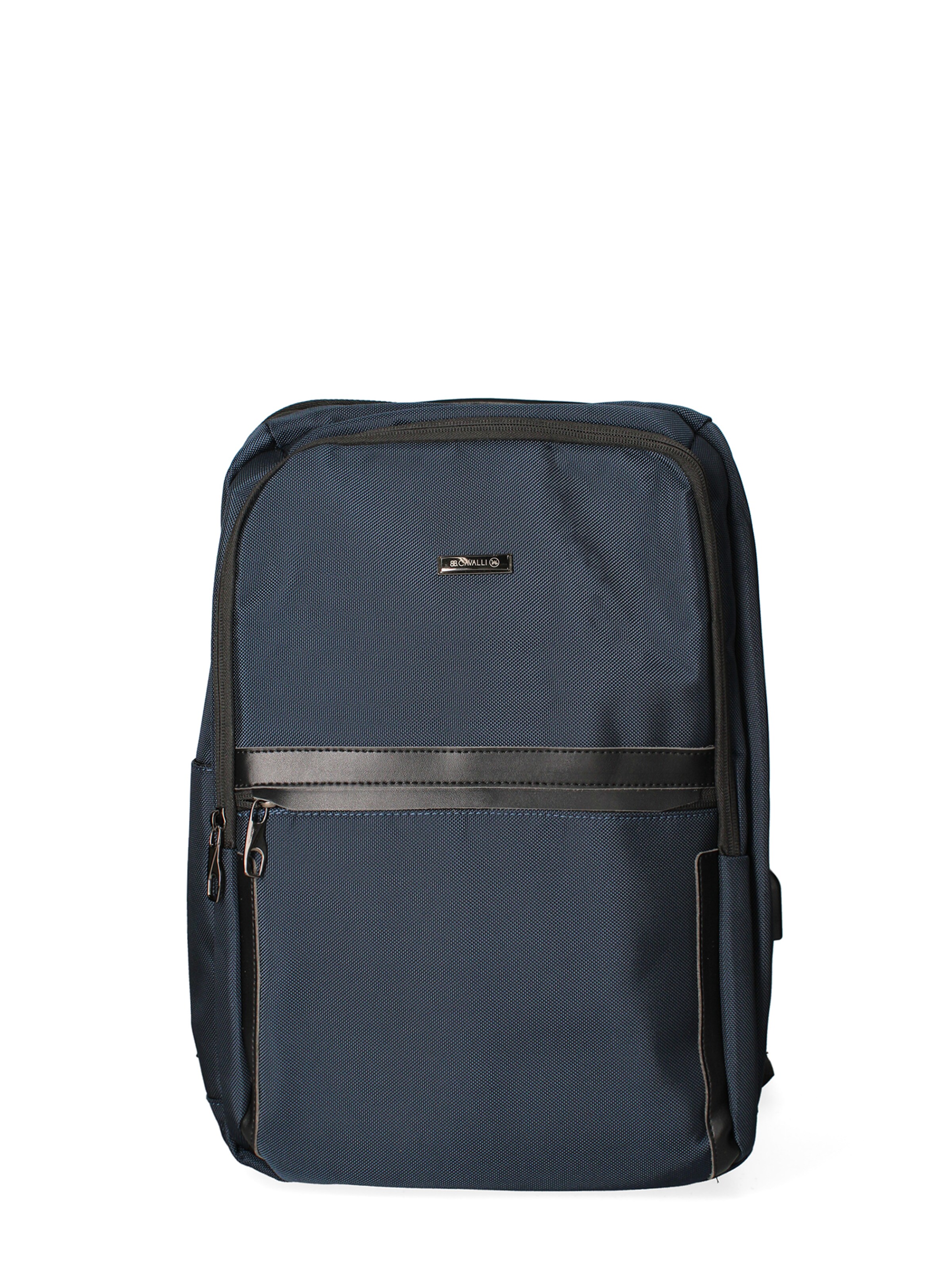 Zaino 'Zaino Unisex Nylon 100% con Zip e Tasche Multifunzionali - 30x43x16 cm' di B. Cavalli in blu: frontale