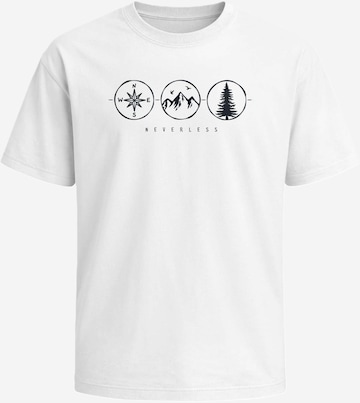 Neverless Shirt 'Outdoor Kompass' in Weiß: Vorderseite