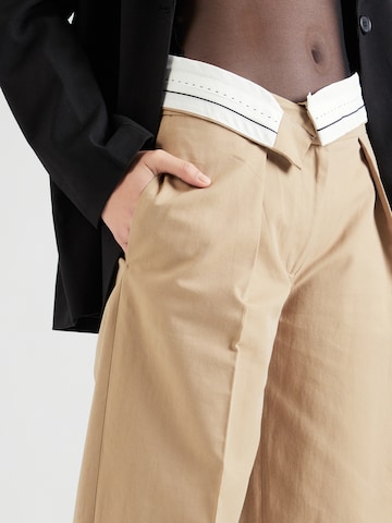 Wide Leg Pantalon à plis TOPSHOP en beige