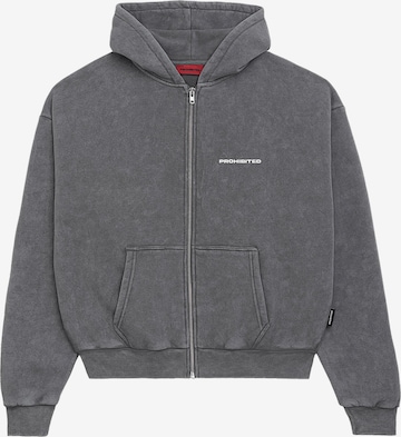 Prohibited Zip-Up Hoodie in Grey: front