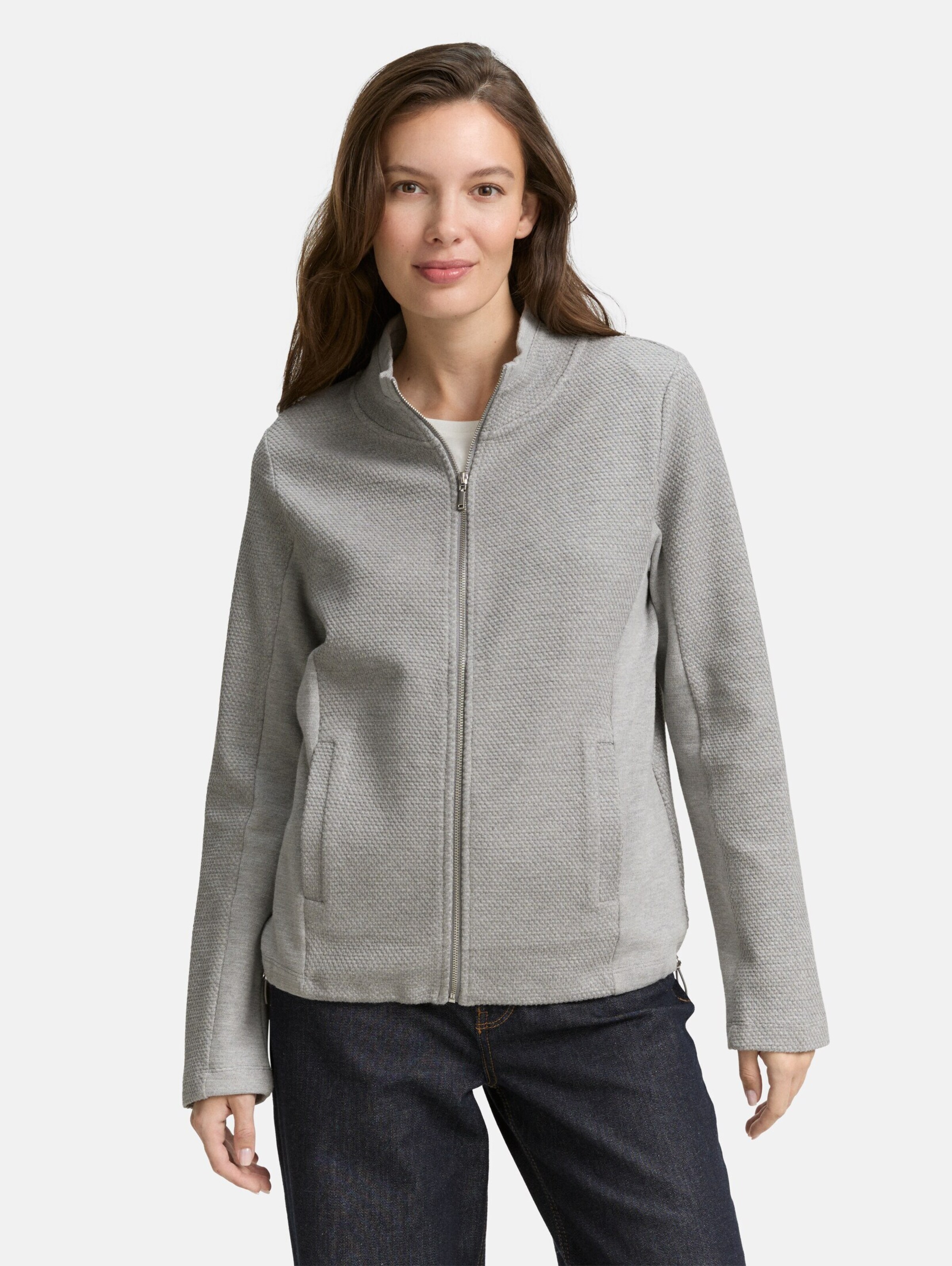 TOM TAILOR Sweatjacke in Grau: Vorderseite