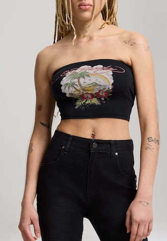 Ed Hardy Top 'Paradise' in Schwarz