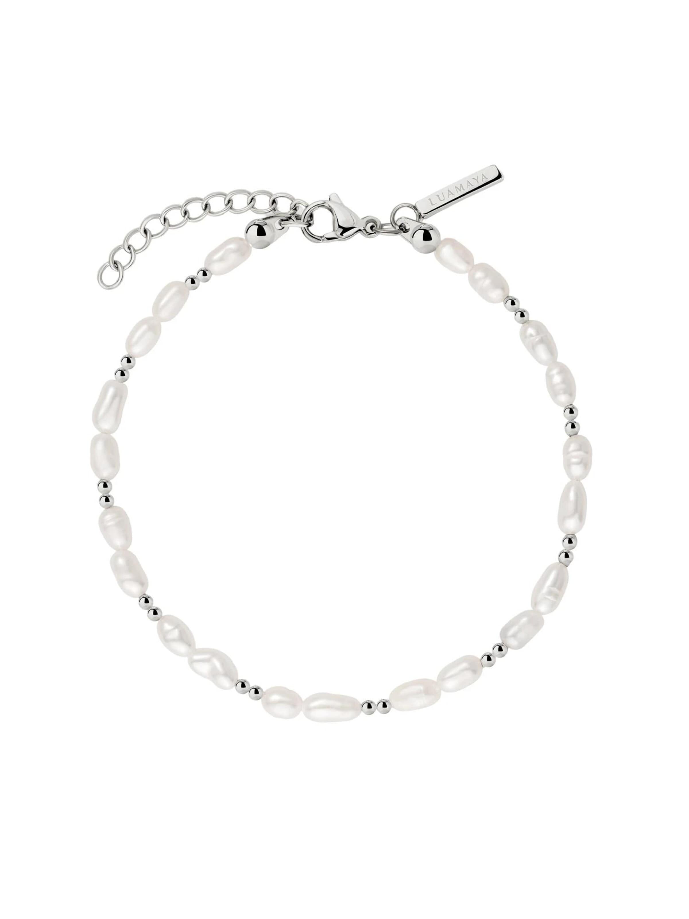 Luamaya Foot Jewelry 'Summertime Pearl Anklet' in Silver: front