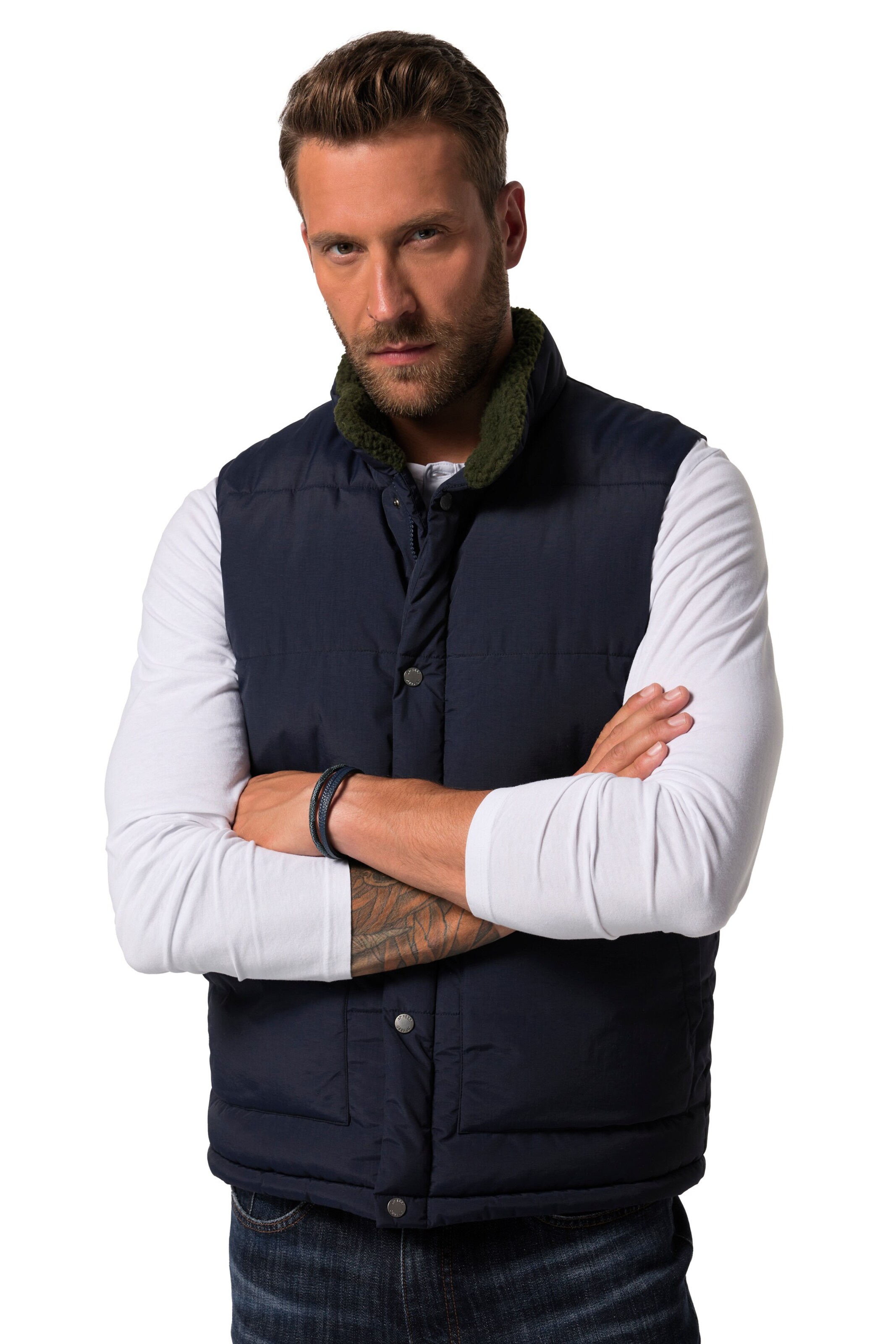 JP1880 Bodywarmer in Blauw: voorkant