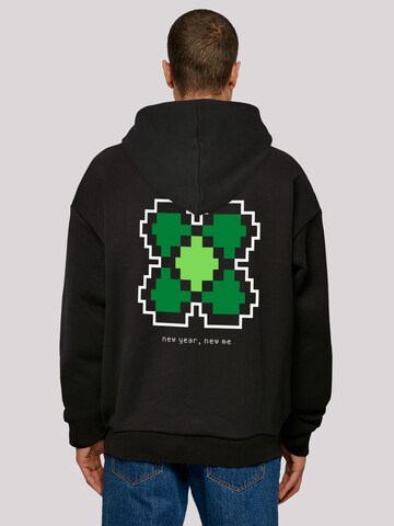 F4NT4STIC Sweatshirt 'Silvester Happy New Year Pixel Kleeblatt' in Black