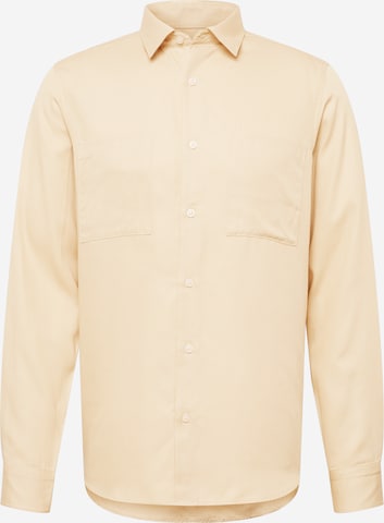 BURTON MENSWEAR LONDON Regular fit Button Up Shirt 'Twin' in Beige: front