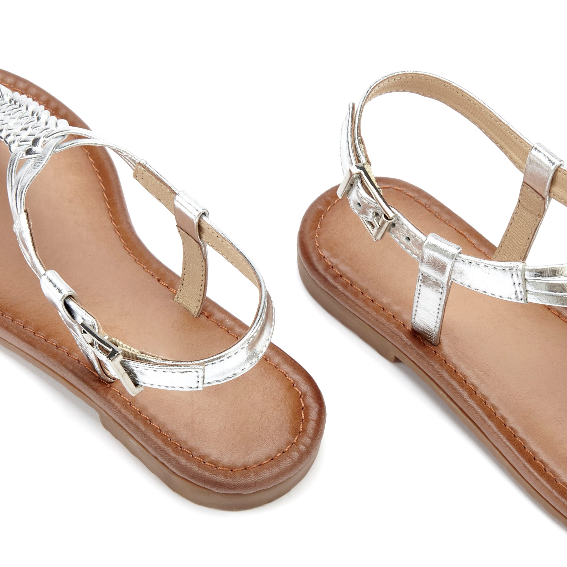 VIVANCE T-Bar Sandals in Silver
