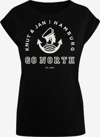 F4NT4STIC T-Shirt 'Go North Knut & Jan Hamburg' in Schwarz: Vorderseite