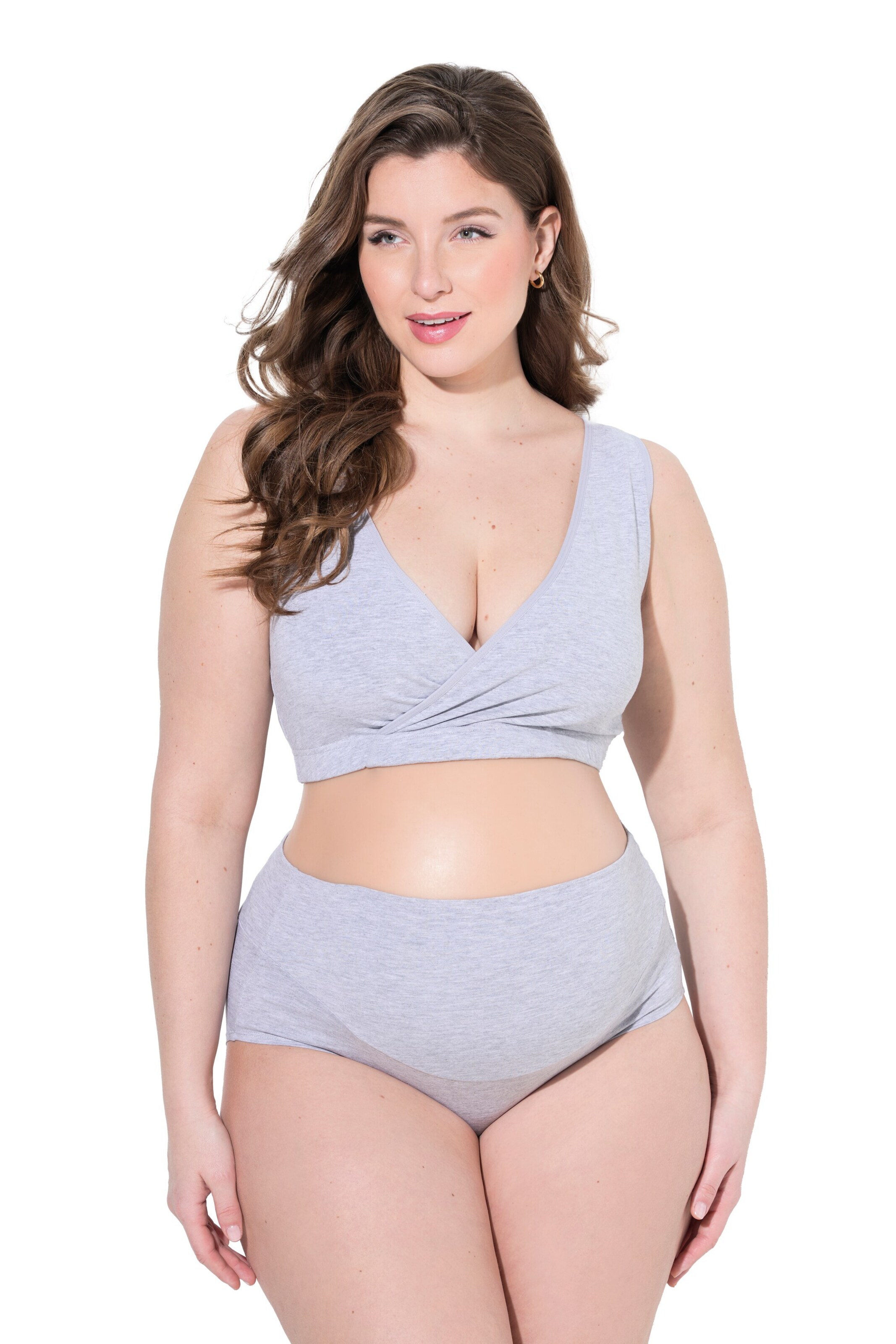 Ulla Popken Bralette Bra in Grey: front