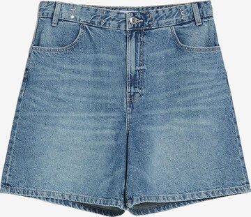 Bershka Wide Leg Shorts in Blau: predná strana