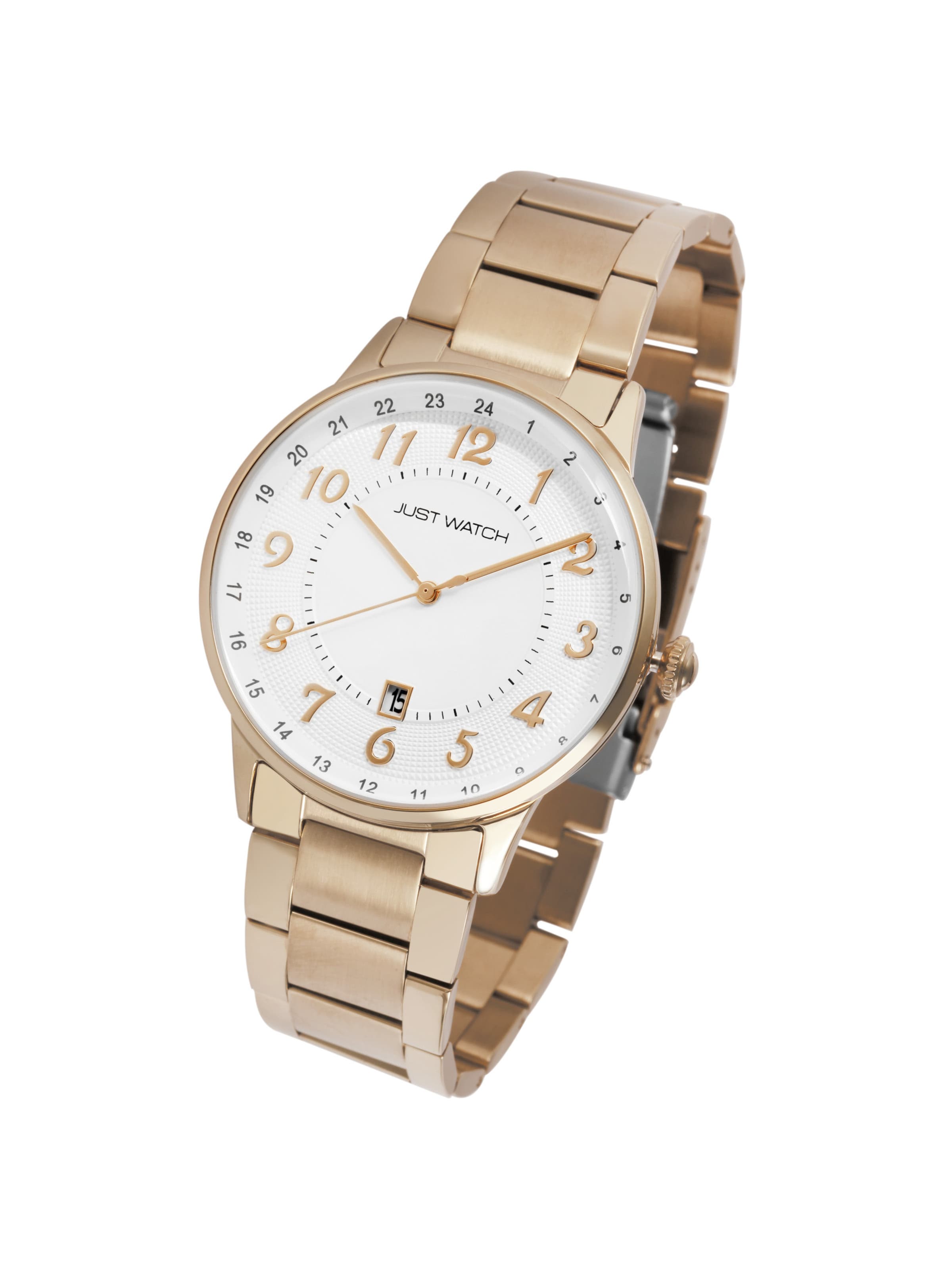 Just Watch Analog Watch 'Lieran, Datumsanzeige' in Gold: front