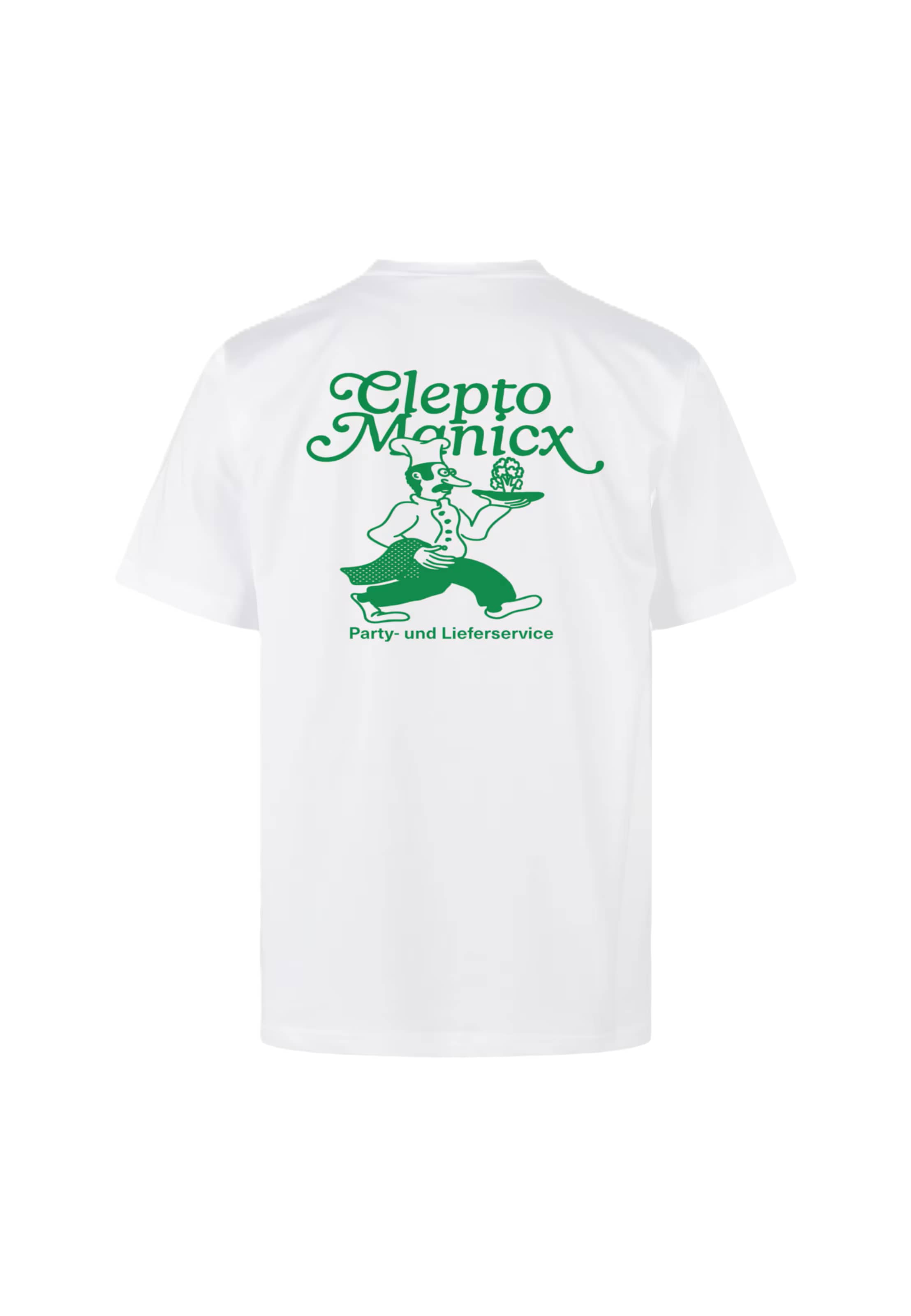 Cleptomanicx T-Shirt 'Partyservice' in Weiß