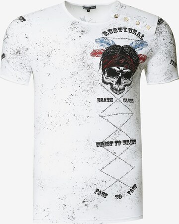 Rusty Neal T-Shirt mit verwaschenem Print in Weiß: predná strana