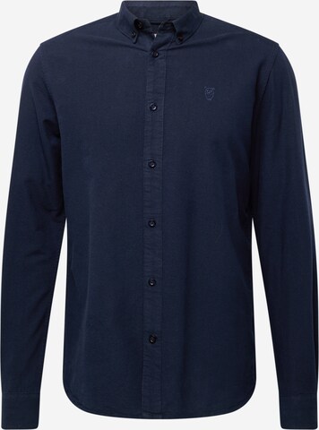 KnowledgeCotton Apparel Regular fit Button Up Shirt 'Harald' in Blue: front