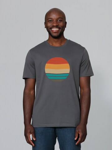 T-Shirt ' Retro Sunset Ocean ' Watapparel en gris : devant