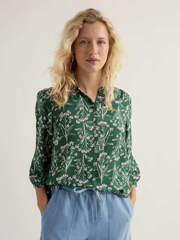 Seasalt Cornwall Blouse 'Willow Path' in Green: front