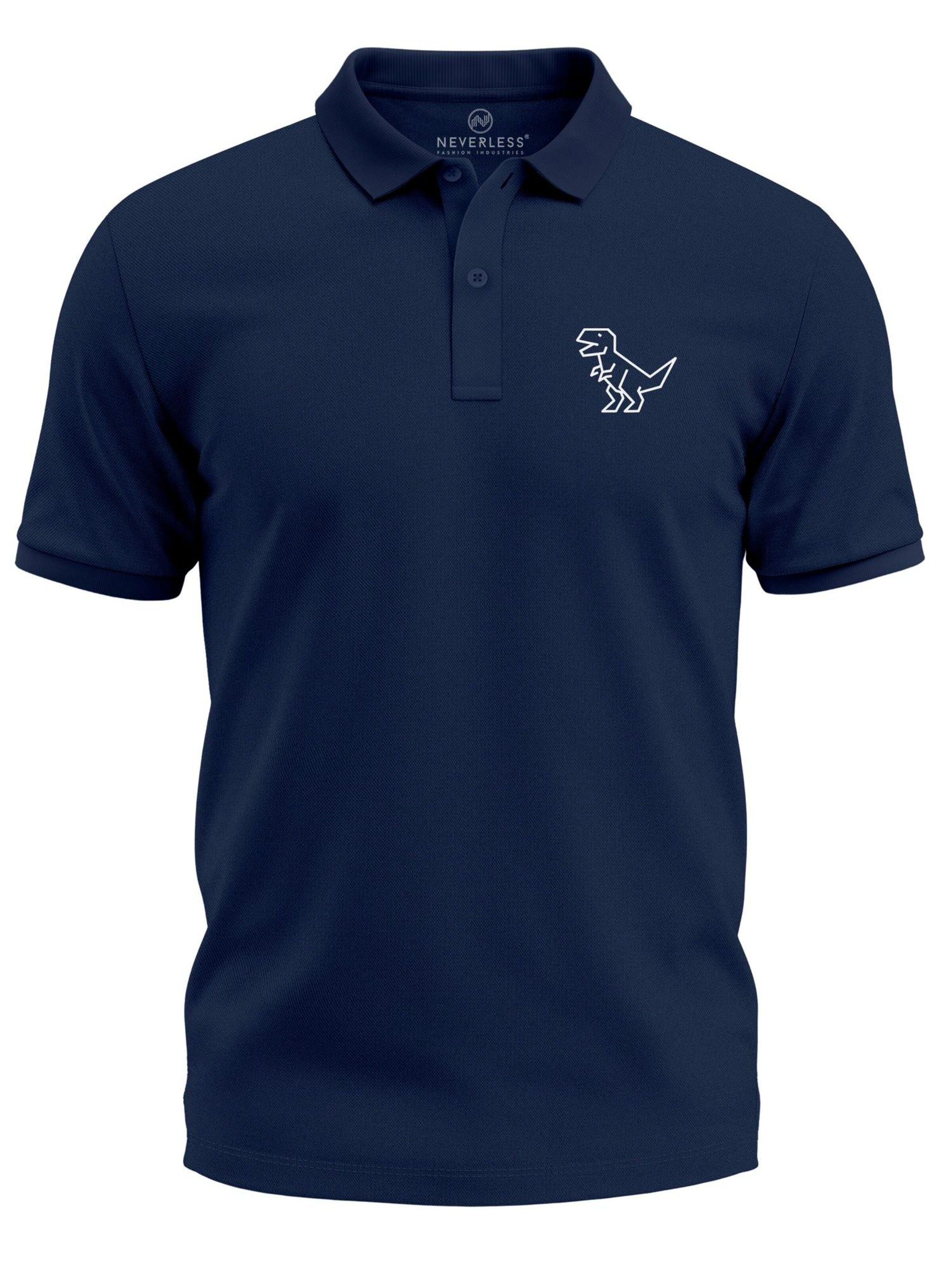 Neverless Shirt 'Polygon T-Rex' in Blue: front