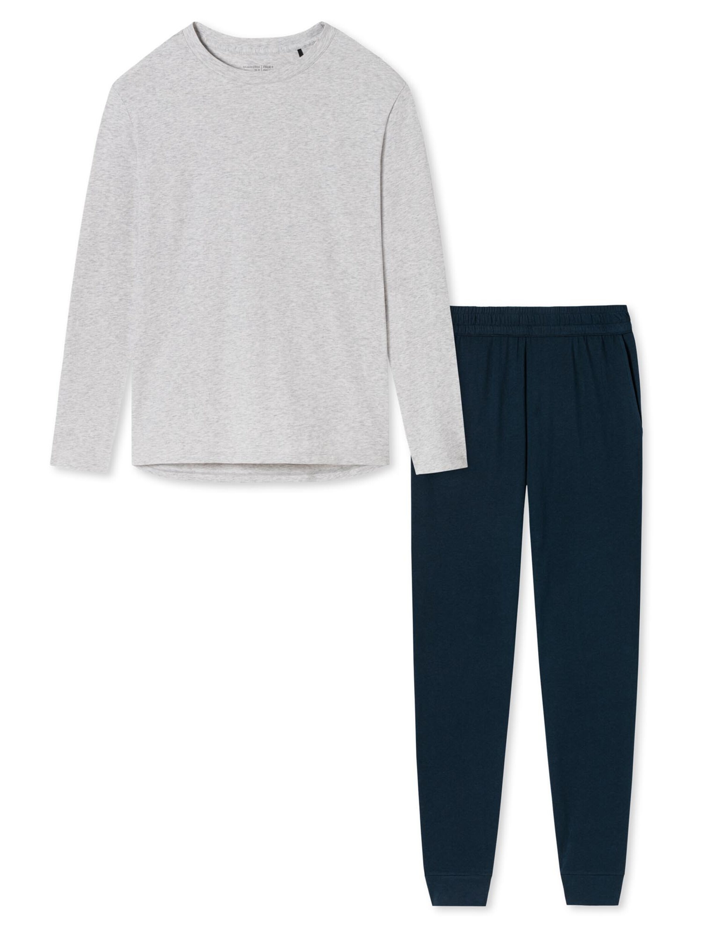 SCHIESSER Pajama 'Cotton' in Blue: front