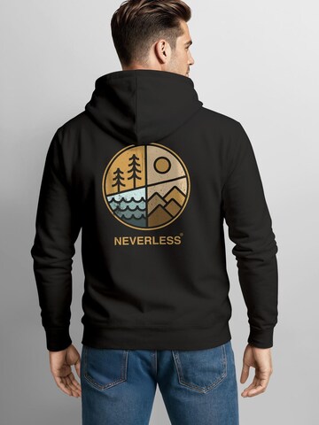 Neverless Zip-Up Hoodie 'Outdoor Badge' in Black