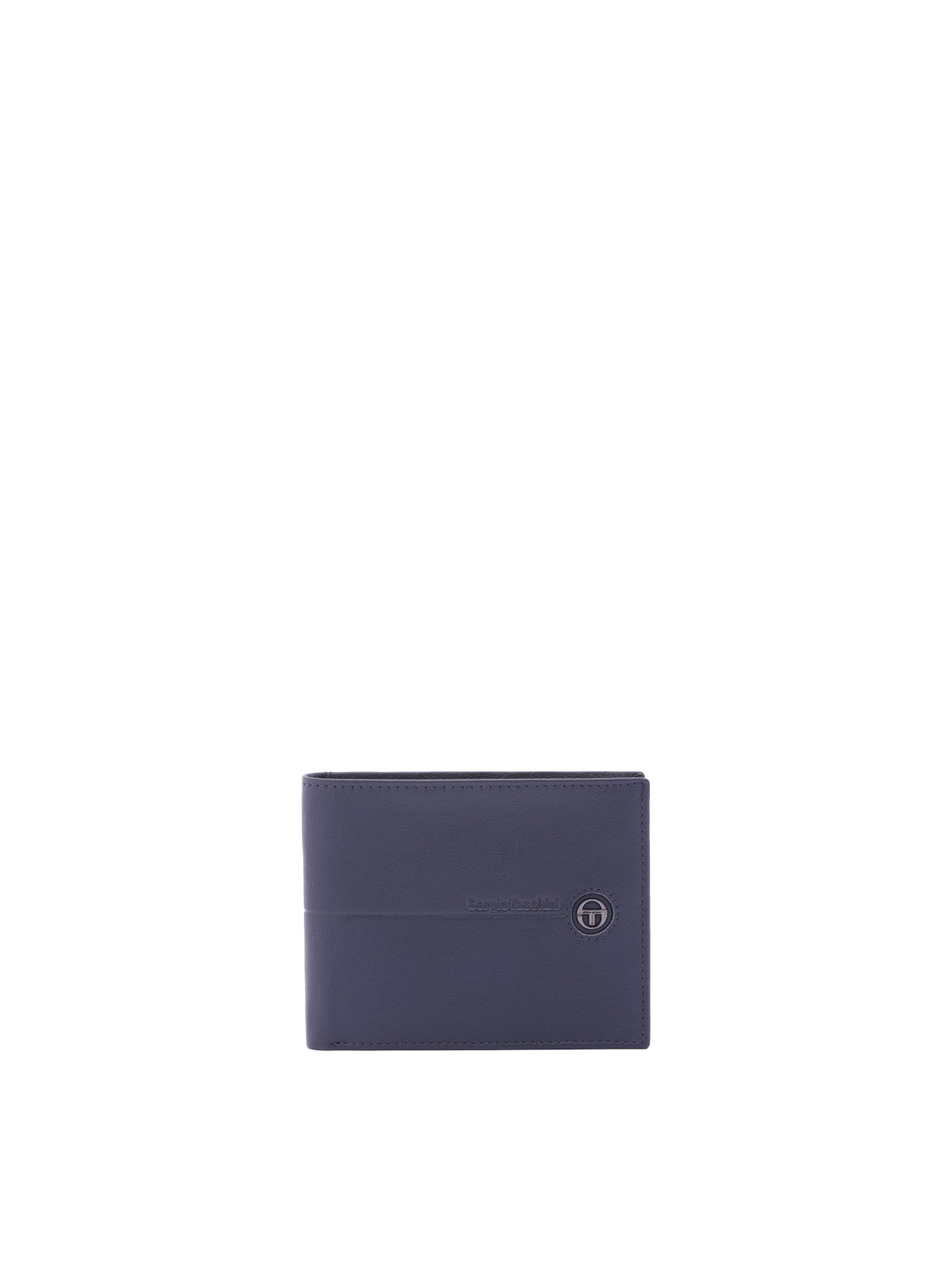 Portamonete 'Portafoglio Uomo Vera Pelle Sergio Tacchini Nero Compatto 10x12,5 cm' di Sergio Tacchini in blu: frontale