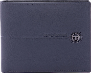 Portamonete 'Portafoglio Uomo Vera Pelle Sergio Tacchini Nero Compatto 10x12,5 cm' di Sergio Tacchini in blu: frontale
