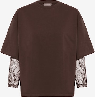 CULTURE - Camisa 'Colum' em castanho: frente