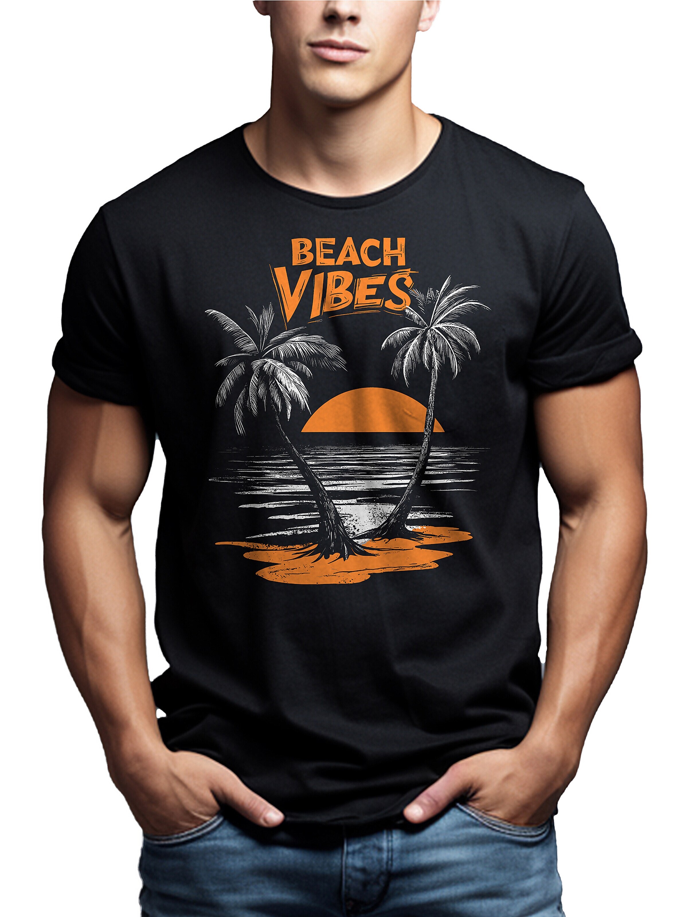 MAKAYA Shirt 'Beach Vibes' in Black