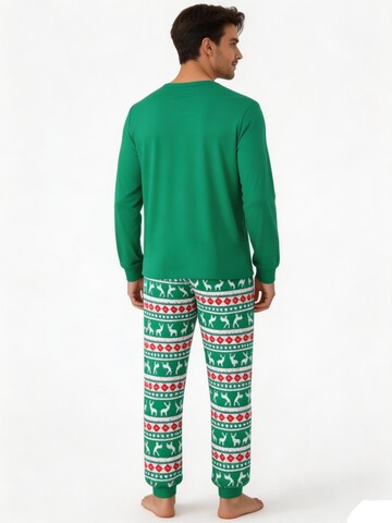 KoJooin Pajamas long 'Herren Set Weihnachten Pyjama Langarm Rundhals Rentier Muster Homewear' in Green