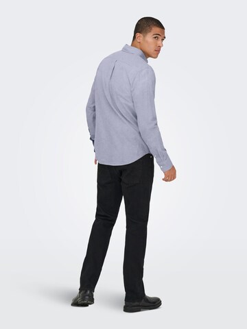 Only & Sons Regular fit Button Up Shirt in Blue