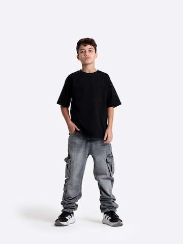 Solang Regular Hose Denim-Cargo-Hose mit Cargotaschen in Grau: Vorderseite