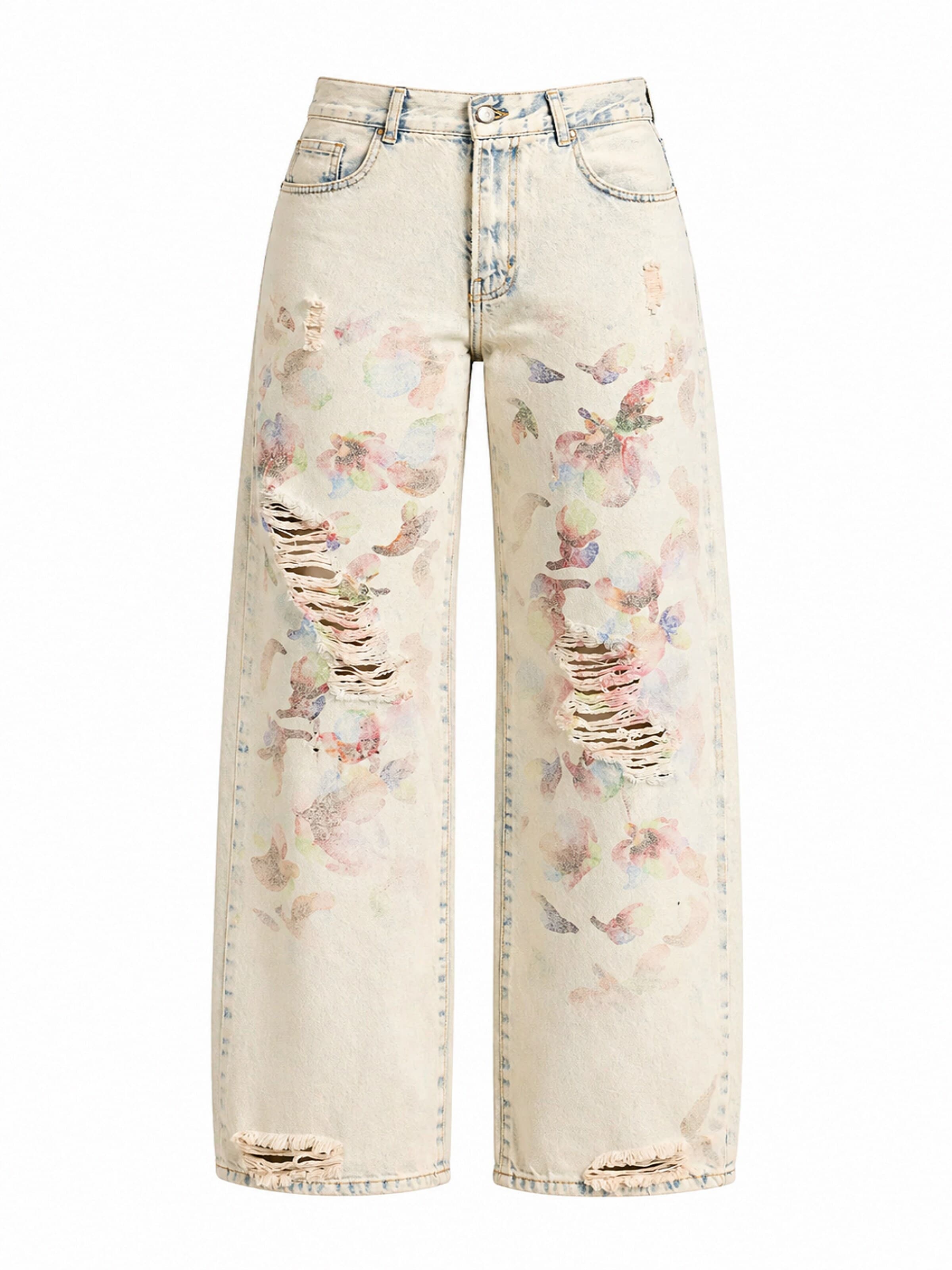 IT'S BASIC Loosefit Jeans 'PRINTED LOOSE MID RISE JEANS' in Blauw: voorkant