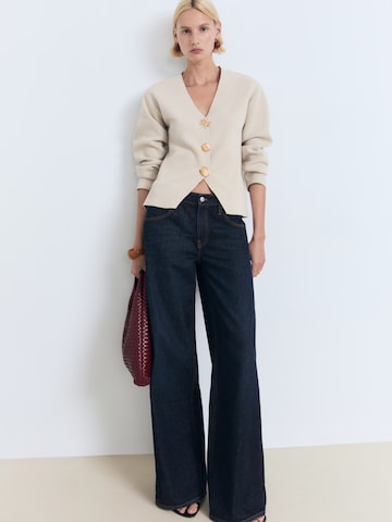MANGO Gebreid vest 'TONO' in Beige