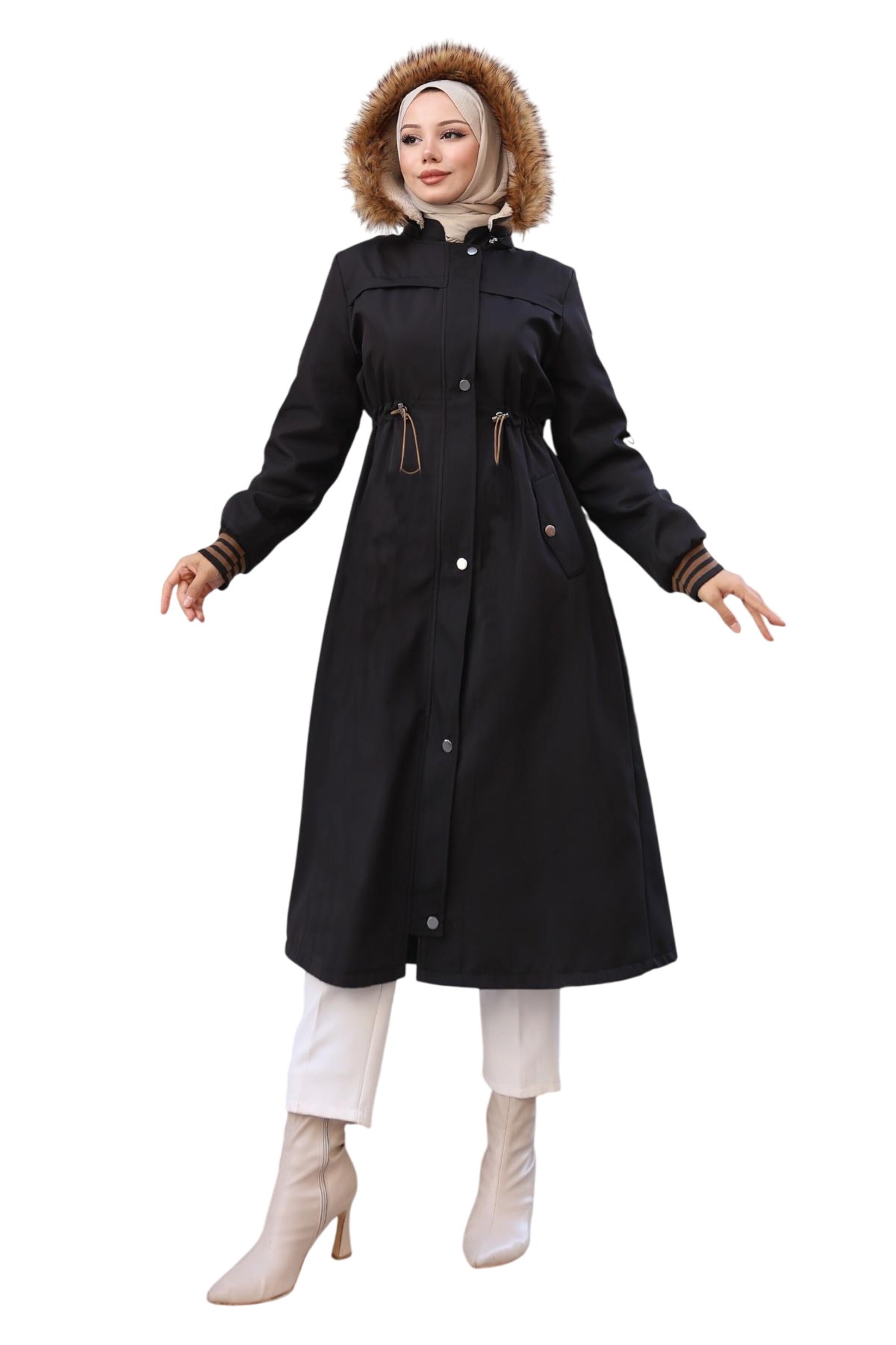 MODAMIHRAM Winterparka in Zwart: voorkant