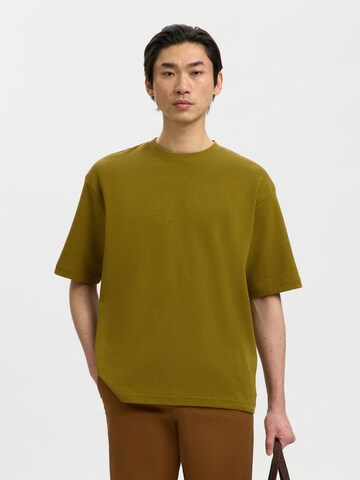T-Shirt SELECTED en vert : devant