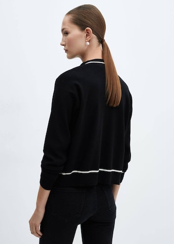 MANGO Knit Cardigan 'Piping' in Black