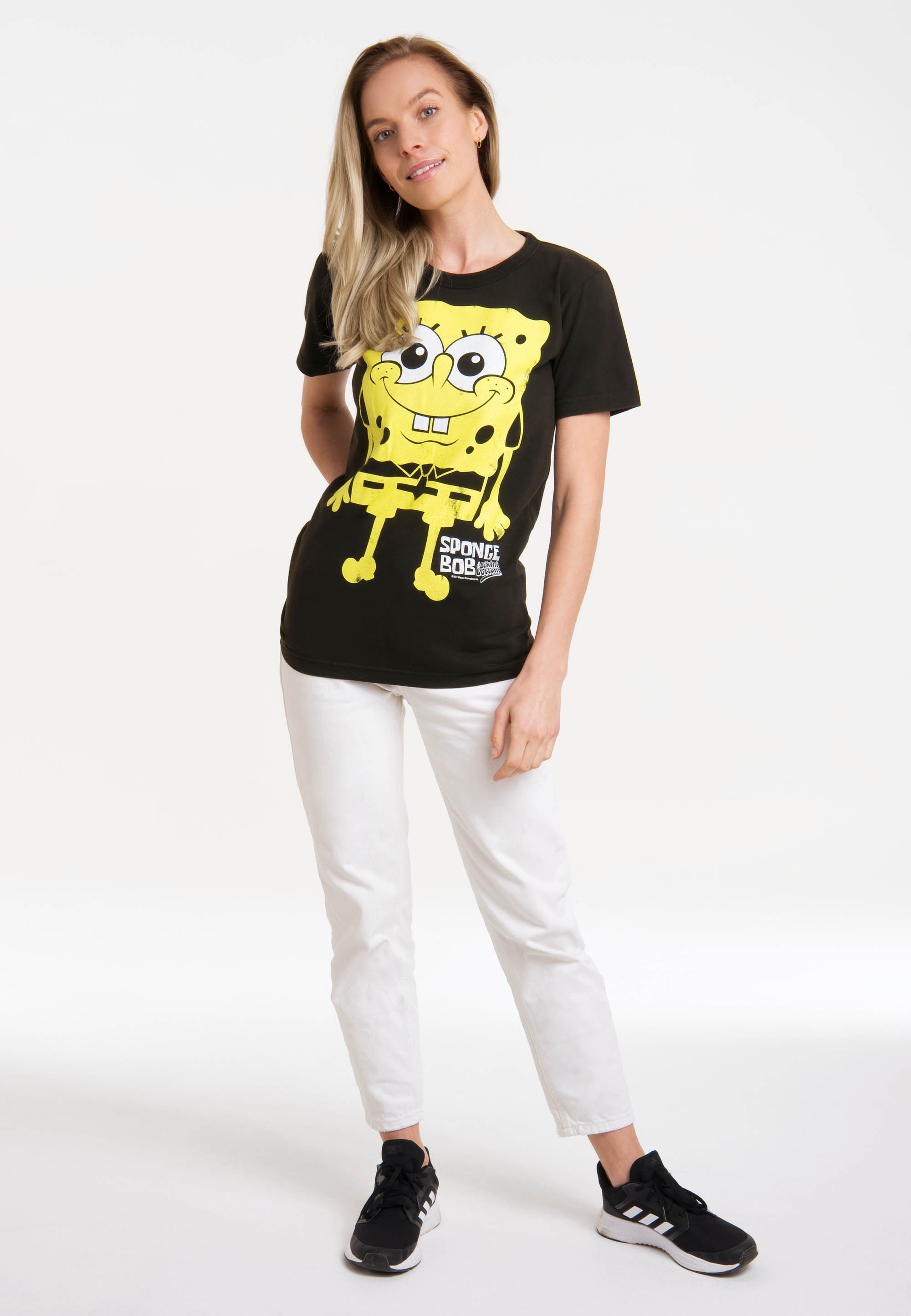 LOGOSHIRT T-Shirt Spongebob Schwammkopf - Im Ready in Schwarz 