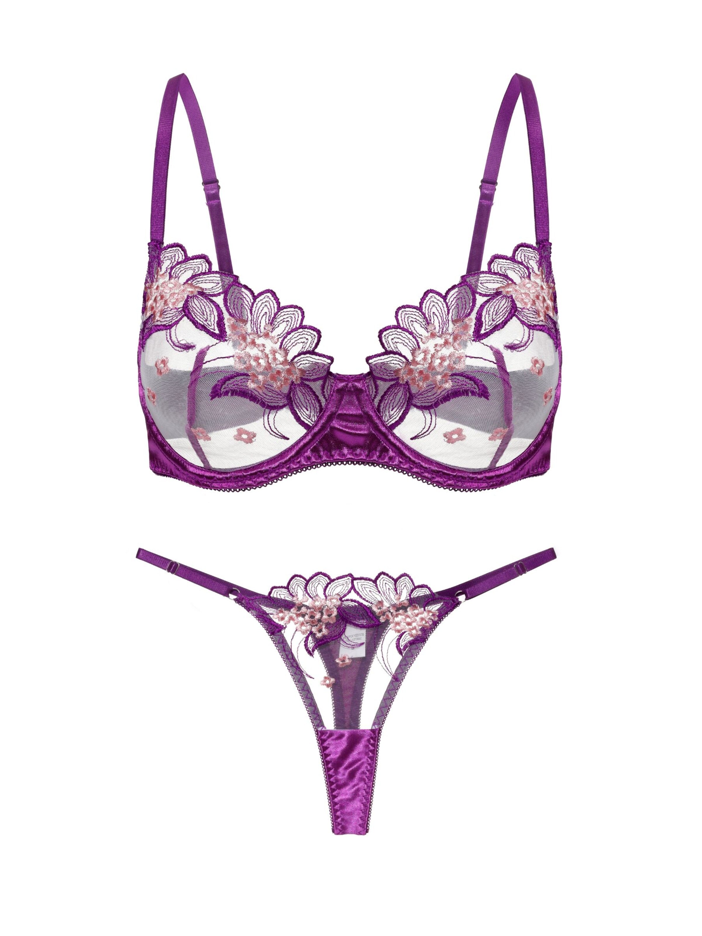 Orchibelle Balconette Underwear Sets in Purple: front